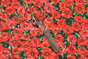 Ткань Перкаль 150 см Маки рис 13193 вид 1 На отрез